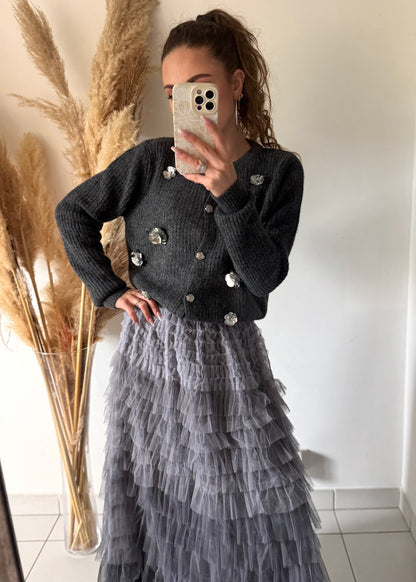 JUPE EN TULLE - GRIS