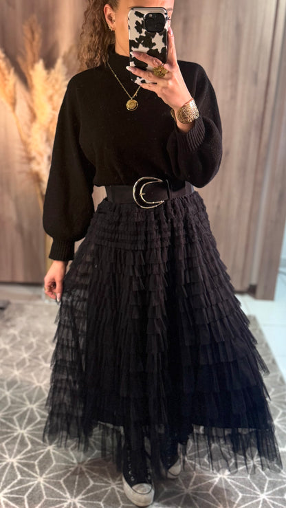 jupe noire en tulle